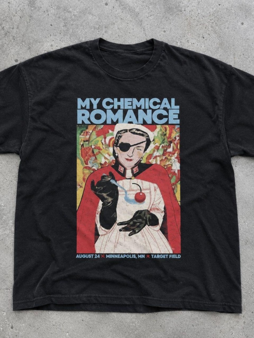 Gildan Black My Chemical Romance Graphic Tee with Red Cape Art